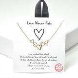 100521, GOLD DIPPED, "LOVE NEVER FAILS" DAINTY HEART NECKLACE