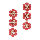 100523, FLOWER PEARL & CRYSTAL RHINESTONE DROP DANGLE EARRING