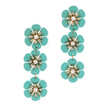 100523, FLOWER PEARL & CRYSTAL RHINESTONE DROP DANGLE EARRING