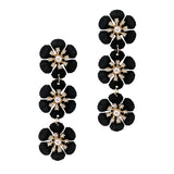 100523, FLOWER PEARL & CRYSTAL RHINESTONE DROP DANGLE EARRING