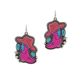 100544, WESTERN COWBOY HAT & BOOTS DANGLE EARRING