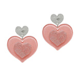 100548, GLITTER HEART ACRYLIC DANGLE EARRING