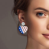 100549, HEART AMERICAN FLAG ACRYLIC DANGLE EARRING