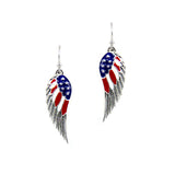 100551, WING AMERICAN FLAG DANGLE EARRING