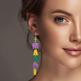 100553, GLITTER "MARDI GRAS" DROP DANGLE EARRING