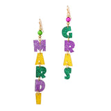 100553, GLITTER "MARDI GRAS" DROP DANGLE EARRING