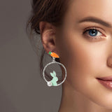 100558, EASTER BUNNY CARROT HOOP DANGLE EARRING
