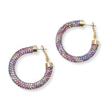 100567, GLITTER CRYSTAL RHINESTONE ROUND HOOP EARRING