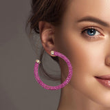 100568, GLITTER CRYSTAL RHINESTONE ROUND HOOP EARRING