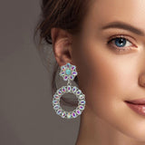 100589, WESTERN RHINESTONE HOOP DANGLE EARRING