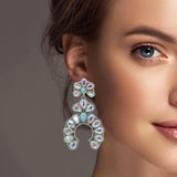 100590, WESTERN SQUASH BLOSSOM RHINESTONE DANGLE EARRING