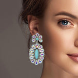 100591, WESTERN CONCHO RHINESTONE DANGLE EARRING