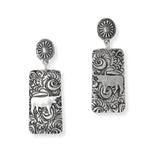 100596, WESTERN COW RECTANGLE DANGLE EARRING