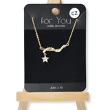 100602, DAINTY STAR CHARM CUBIC ZIRCONIA NECKLACE