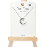 100605, CRESCENT MOON DAINTY STAR CUBIC ZIRCONIA NECKLACE