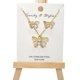 100623, BUTTERFLY CUBIC ZIRCONIA PENDANT NECKLACE