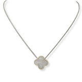 100643, CLOVER MICRO PAVE CUBIC ZIRCONIA DESIGNER INSPIRED PENDANT NECKLACE