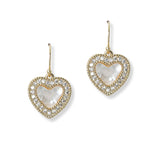 100649, HEART MOTHER OF PEARL CZ DESIGNER INSPIRED EARRING