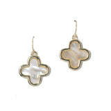 100650, CLOVER MOTHER OF PEARL DESIGNER INSPIRED EARRING
