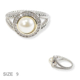 100669, PEARL CUBIC ZIRCONIA ACCENT DESIGNER INSPIRED RING