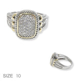 100671, SIZE 10, MICRO PAVE CUBIC ZIRCONIA DESIGNER INSPIRED RING