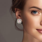 100673, GEOMETRIC CUBIC ZIRCONIA DESIGNER INSPIRED STUD EARRING