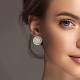 100674, ROUND CUBIC ZIRCONIA DESIGNER INSPIRED STUD EARRING