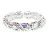 100676, RECTANGLE ACCENT CRYSTAL RHINESTONE CUFF BRACELET