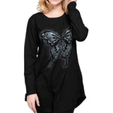 100682, ONE SIZE, BUTTERFLY CRYSTAL EMBELLISHED LONG SLEEVE T-SHIRT TOP