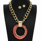 100686, GEOMETRIC ROUND CELLULOID ACETATE CHAIN NECKLACE