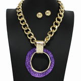100686, GEOMETRIC ROUND CELLULOID ACETATE CHAIN NECKLACE