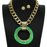 100686, GEOMETRIC ROUND CELLULOID ACETATE CHAIN NECKLACE