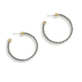 100690, DESIGNER INSPIRED CABLE ROUND HOOP EARRING