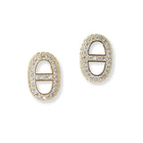 100691, PAVE CUBIC ZIRCONIA DESIGNER INSPIRED STUD EARRING