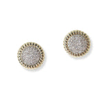 100692, MICRO PAVE CUBIC ZIRCONIA ROUND DESIGNER INSPIRED STUD EARRING