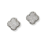 100693, CLOVER MICRO PAVE CUBIC ZIRCONIA DESIGNER INSPIRED STUD EARRING