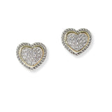 100694, HEART MICRO PAVE CUBIC ZIRCONIA DESIGNER INSPIRED STUD EARRING