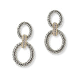 100697, GEOMETRIC CUBIC ZIRCONIA ACCENT DESIGNER INSPIRED EARRING