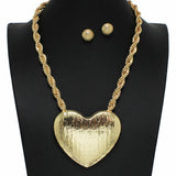 100700, HEART TEXTURED METAL NECKLACE