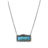 100706, WESTERN RECTANGLE TURQUOISE STONE PENDANT NECKLACE