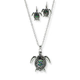 100709, SEA TURTLE ABALONE FILIGREE PENDANT NECKLACE