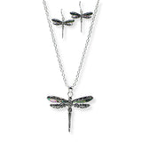 100709, DRAGONFLY ABALONE FILIGREE PENDANT NECKLACE