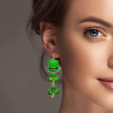100716, SAINT PATRICK'S DAY ENAMEL CLOVER DANGLE EARRING