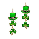 100716, SAINT PATRICK'S DAY ENAMEL CLOVER DANGLE EARRING