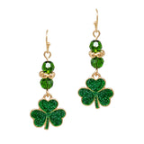 100718, SAINT PATRICK'S DAY ENAMEL CLOVER DANGLE EARRING