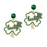100720, "LUCKY" CLOVER SAINT PATRICK'S DAY EARRING
