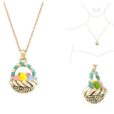 100725, EASTER EGG BASKET ENAMEL CHARM PENDANT NECKLACE