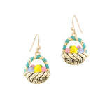 100726, EASTER EGG BASKET ENAMEL EARRING