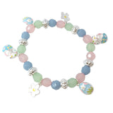 100727, ENAMEL EASTER THEME CHARM BEADED STRETCH BRACELET