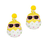 100730, EASTER EGG CHICK ACRYLIC DANGLE EARRING
